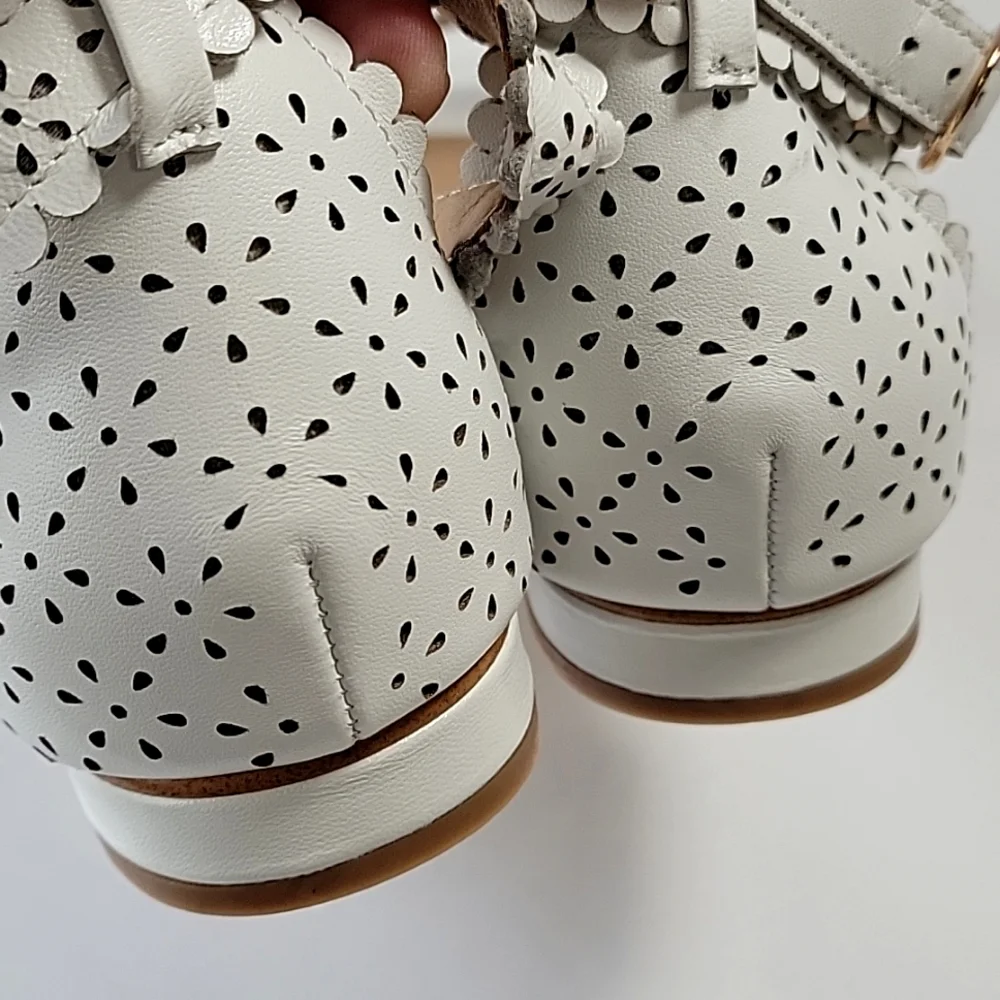 New, Anthropologie wrap around white eyelet leather  sandal  women's size 10